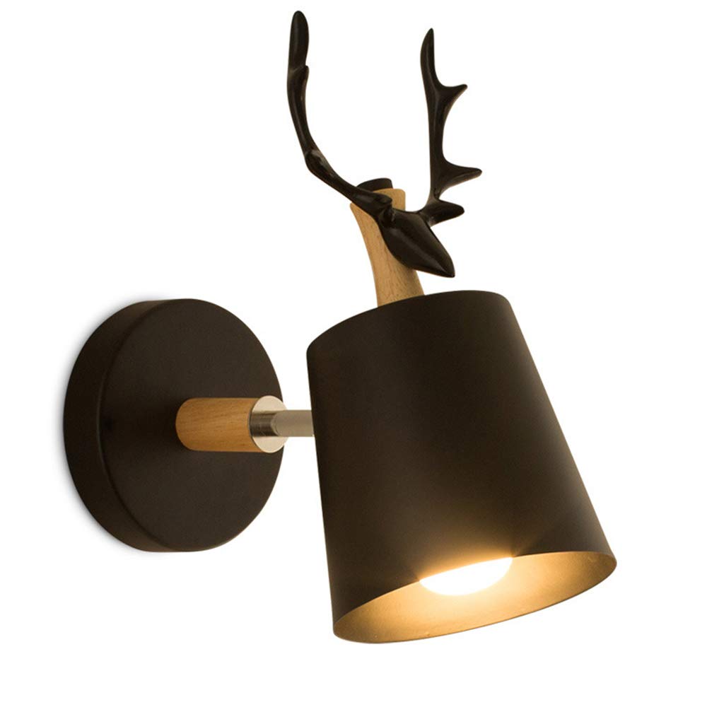 Antler Wall Lights lampshade E27 Base Deer Head Antler Wall Adjustable for Bedside Lamp Wall lamp Bedroom Corridor Living Room Kitchen Dining Room Hallway Indoor Decoration Lighting(Black)