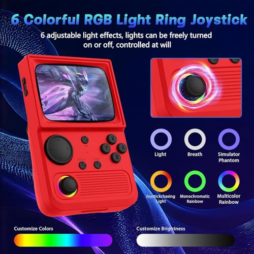 Image of R36T Retro Handheld Game Console, Portable Retro Gaming Console with 3.5 inch CRT-Inspired Screen, 3500mAh Arcade Classics, Supports Multiple Mainstream Emulators, WiFi Network Battling, 64GB (Red)