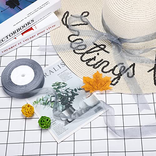 Molshine 50 Yards X 1 Inch Shimmer Sheer Organza Ribbon,Chiffon Fabric Ribbons For Bouquets Garland,Bowknot,Wedding,Gift Wrapping,Hair,Crafts,Decoration (Gray) #TOP4