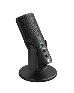 SENNHEISER Professional Profile - USB Cardioid Condenser Microphone & Table Stand, 1.2 m USB-C Cable - Mute Button, Built-in Headphone Jack, Gain, Mix & Volume Control, for PC & Mac,Black