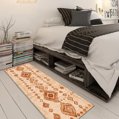 Alfombra antideslizante para pasillo larga de 60x280 cm lavable color naranja 3