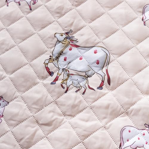 Image of House of Quirk 'Mughal Series' Anti-Slip Sofa Cover Mat with Pocket | Polyester Couch Protector for Pets, Kids & Spills (Kamdhenu, 180x60cm, One Seater)