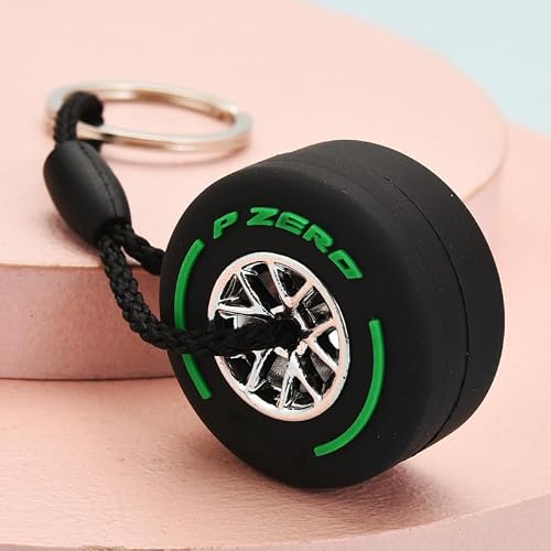 Fansoftiks F1 Racing Tire Key Chain Interior Accessories,Mini Cute Tire Keyring,Wheel Tyre Auto KeychainInterior Accessories,Soft Rubber