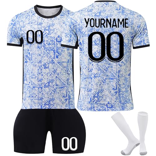 Camiseta Fútbol Portugal Personalizadas para Hombres y Niño, equipación Fútbol DIY Nombre y Número con Conjunto Top Pantalón Corto y Calcetines Regalo de Fútbol