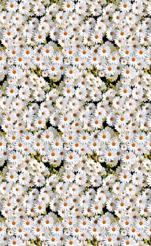 Image of Dhara White Flower Backdrop Cloth - 5ft x 8ft Polyester Fabric for Ganesh Chaturthi, Satyanarayan Pooja, Annaprassana. Washable Fabric