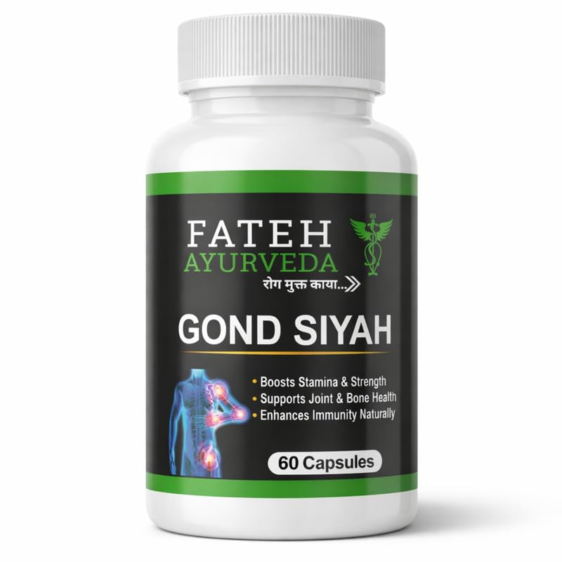 [BRSREGDRA5YQK3Q7] Natural Joint Strength & Bone Health Support Gond Siyah Capsules, Ayurvedic Herbal Supplement for Joint Pain Relief & Bone Strength, 60 Capsules (Pack of 1)