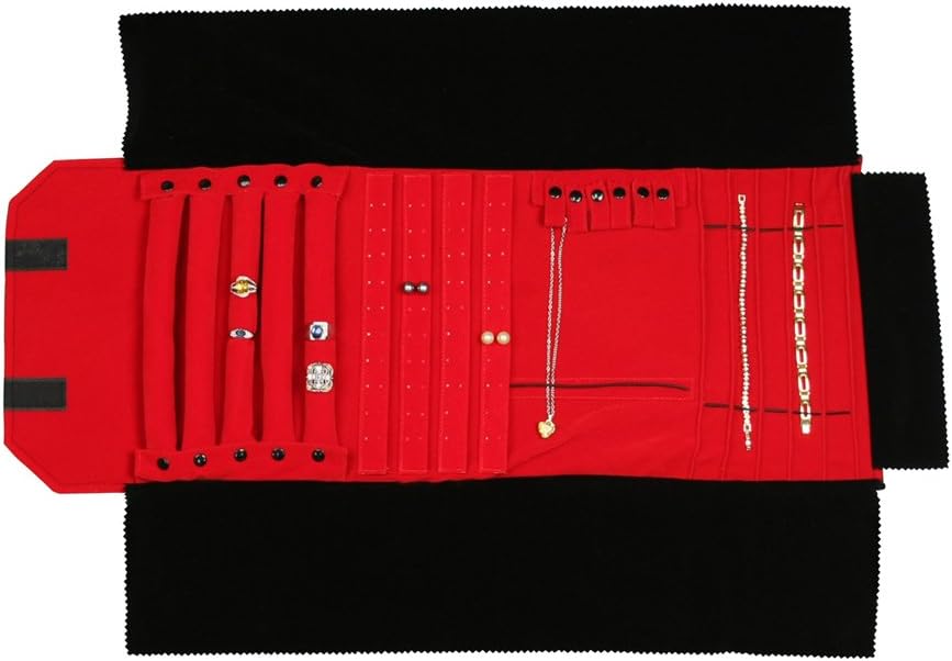 Caddy Bay CollectionCaddy Bay Collection Premium Black Velvet Jewelry Necklace Bracelet Earrings Ring Case Combination Roll