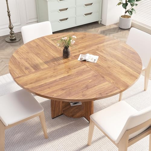 Table Ronde 120 cm de Table à Manger Rustique avec Étagère Garvee - 6