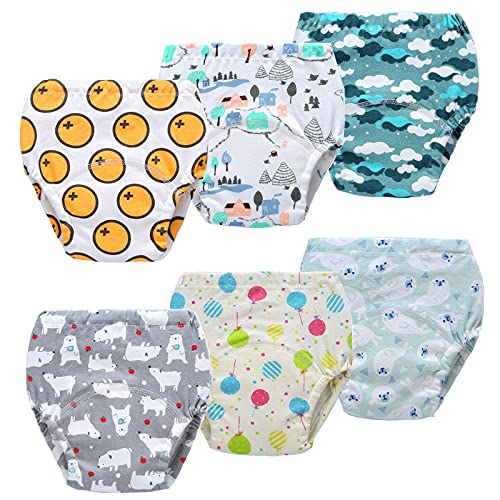 6 Pack Potty Training Pants for Boys Girls, Learning Designs Training Underwear Pants(3-4T)