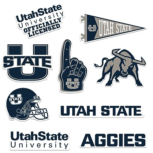 Image of Utah State University 8ct Vinyl Large Deluxe Stickers Variety Pack - Laptop, Water Bottle, Scrapbooking, Tablet, Skateboard, Indoor /Outdoor - Set of 8
