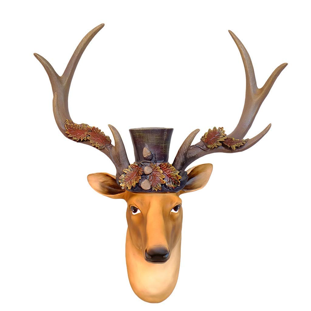 Statue tête de cerf en résine haut de gamme marron rétro 46 cm