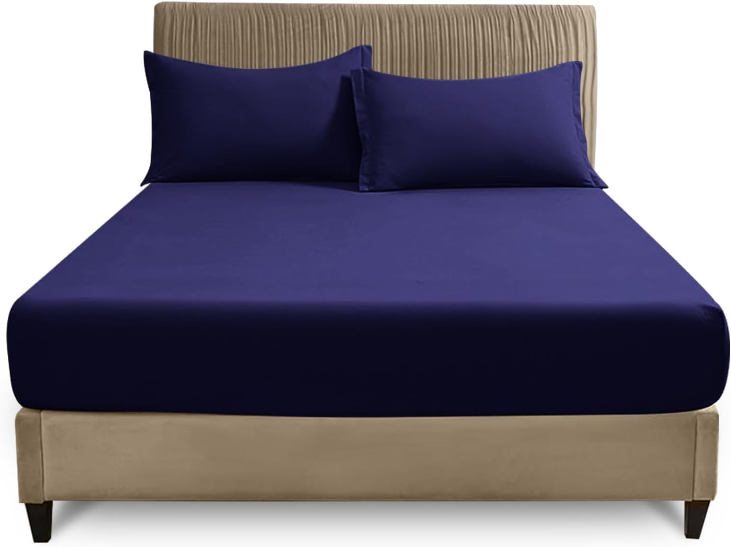 GC GAVENO CAVAILIA Easy Care Polycotton Fitted, Plain Dyed Bed Sheets OR Housewife Pillowcases 2 Pack, Polyester-Cotton, Navy, Single — image 1
