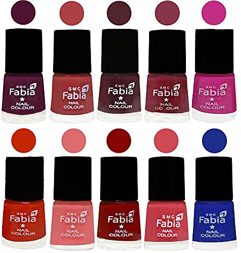 Image of ALL IN ONE (PACK OF 10), Long Lasting Glossy Nail Polish, 6 ml Each, All Vibrant Colours,02235
