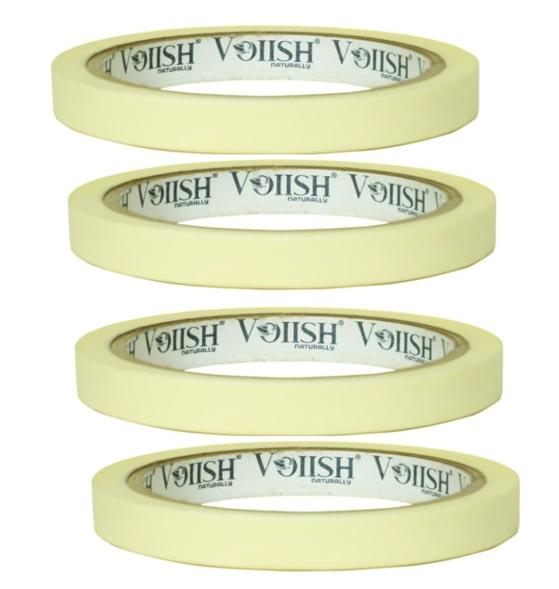 VOIISH Masking Tape (Pack of 4) - Multi-Use, Easy Tear, Residue-Free Adhesive for Carpentry, Labeling, Painting, and Packing – Durable & Versatile Self-Adhesive Tape (1/2 Inch 12 mm x 25 Meters) (B0DDCHXKMB) Amazon Price History, Amazon Price Tracker