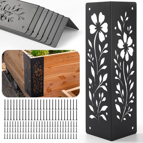 8-Pack Corner Brackets for Wood Heavy-Duty Metal Corner Brackets for Raised Garden Bed 11 x 3 x 3 Thickened Garden Bed Corner Brackets Rust Resistant Raised Garden Bed Corners with Screws