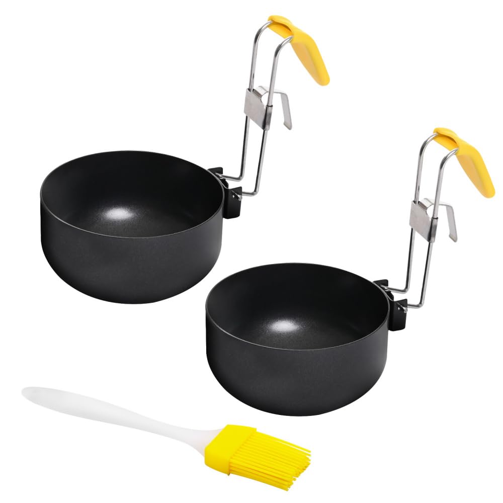 Egg Cooker,Collapsible Non-stick Hang Ear Egg Boiler with Oil Brush Boiled Eggs for Kitchen Tool