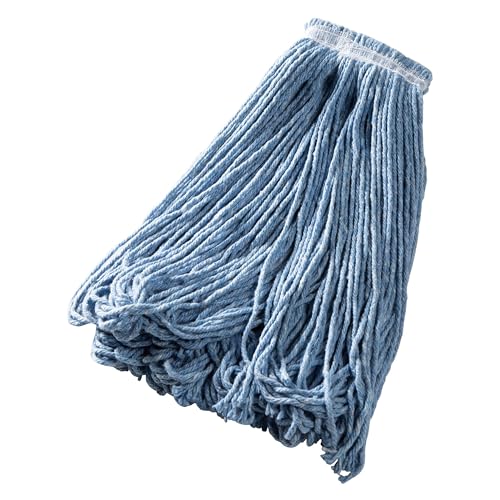 Rubbermaid Commercial Products Universal Blend Mop 24-Ounce Blue Headband Heavy Duty Industrial Wet Mop For Floor Cleaning Office/School/Stadium/Lobby/Restaurant Pack of 12