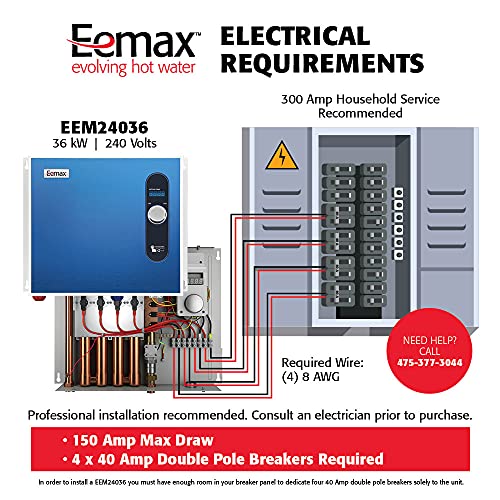 Eemax Eem24036 Electric Tankless Water Heater, 36Kw, Blue #TOP1