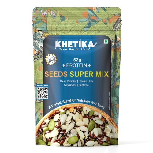 Image of Khetika Super Seeds Mix 200g I 52g Rich Protein Superfood I Contains Pumpkin, Sunflower, Watermelon, Sesame, Flax, Chia Seed I Rich in Protein & Dietary Fibre