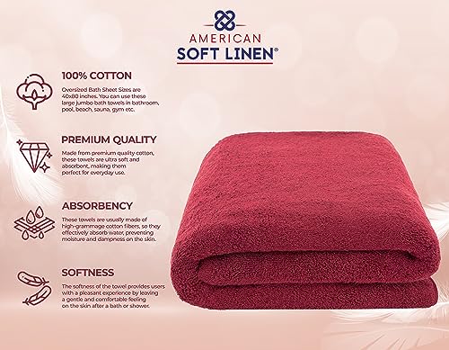 image for American Soft Linen 100% Cotton 40x80 Towel Sets, 600 GSM Soft Absorbe