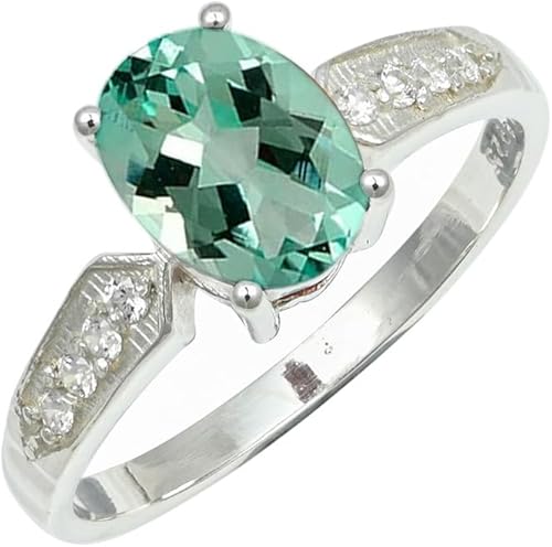 SILVERNROCK Aquamarine Lab Grown Gemstone Silver plated Meditation Ring Men & Wo