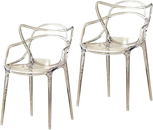 MEHWSUR Juego de 2 sillas de comedor transparentes, sillas de plástico apilables, sillas de cocina modernas con asiento transparente, sillas Estilo-3