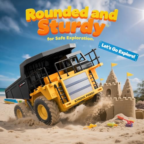 Ruko 1562 RC Excavator and Dump Truck Toy Set, 2.4GHz 9CH Remote Control Construction Vehicles with Lights & Sounds, Metal Bucket, 680° Rotation, Realistic 1:24 Scale Trucks for Kids