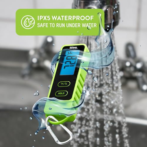 Image of Taylor TruTemp Compact Digital Folding Meat Thermometer with Carabiner Clip for Grilling BBQ Kitchen Griddle, Portable Gadget Essential, Food Temperature Monitor, Gift for Dad Him Men, Green