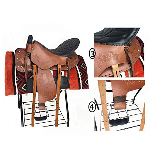 Sella da equitazione in pelle per cavalli Endurance Western Brown Gaited Western Pleasure Trail Endurance 21 - Italia