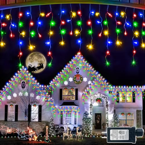 66ft LED Christmas Lights Outdoor Decorations, 8 Lighting Modes with Timer Memory 611 LED Curtain Fairy Light with 141 Drops, Waterproof Light for Christmas Holiday Wedding Party Decor (Multicolor) 66ft LED Christmas Lights Outdoor Decorations, 8 Lighting Modes with Timer Memory 611 LED Curtain Fairy Light with 141 Drops, Waterproof Light for Christmas Holiday Wedding Party Decor (Multicolor)