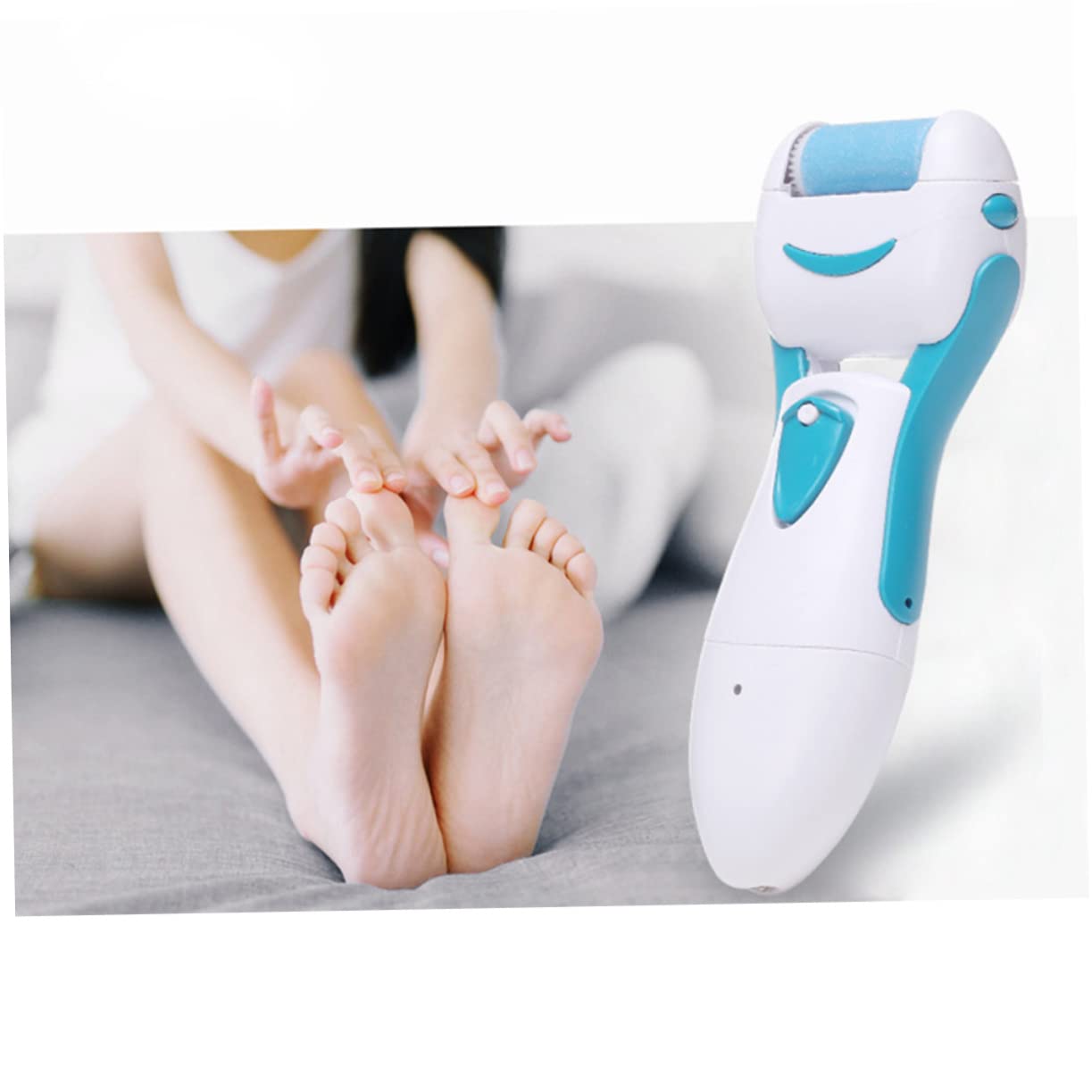 Rimuovi Calli Elettrico per Piedi e Talloni, Bianco, Leggero | Impugnatura Ergonomica, Corpo in Plastica, Elimina Pelle Morta, per Dita e Talloni, Uso Quotidiano