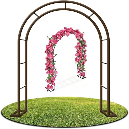 Metall Gartenbogen Stabiler Rosenbogen für Kletterpflanzen 80-350cm Outdoor Blume Rankgitter Perfekt für Hochzeit & Party Dekorationen Braun B120 x H220 cm