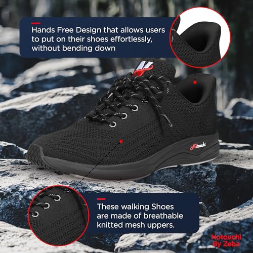 Image of ZEBA Notouchi Hands Free Sneakers for Men - No Bend Slip On Sneakers Design, All-Day Comfort - Slip Resistance, and Breathable Materials - Ideal Men Walking Shoes for Travel & Casual Wear