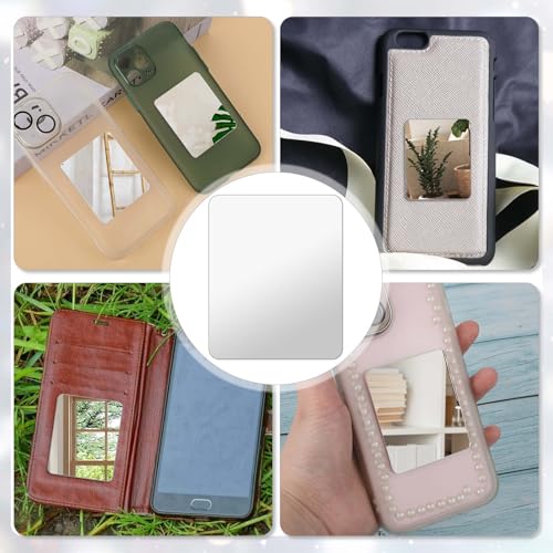 4 Stück Mini Spiegel zum Aufkleben für Smartphone - Aufklebbarer Schminkspiegel-Aufkleber Auf Der Rückseite Der HandyhüLle - Flacher Spiegel für Die RüCkseite des Handys