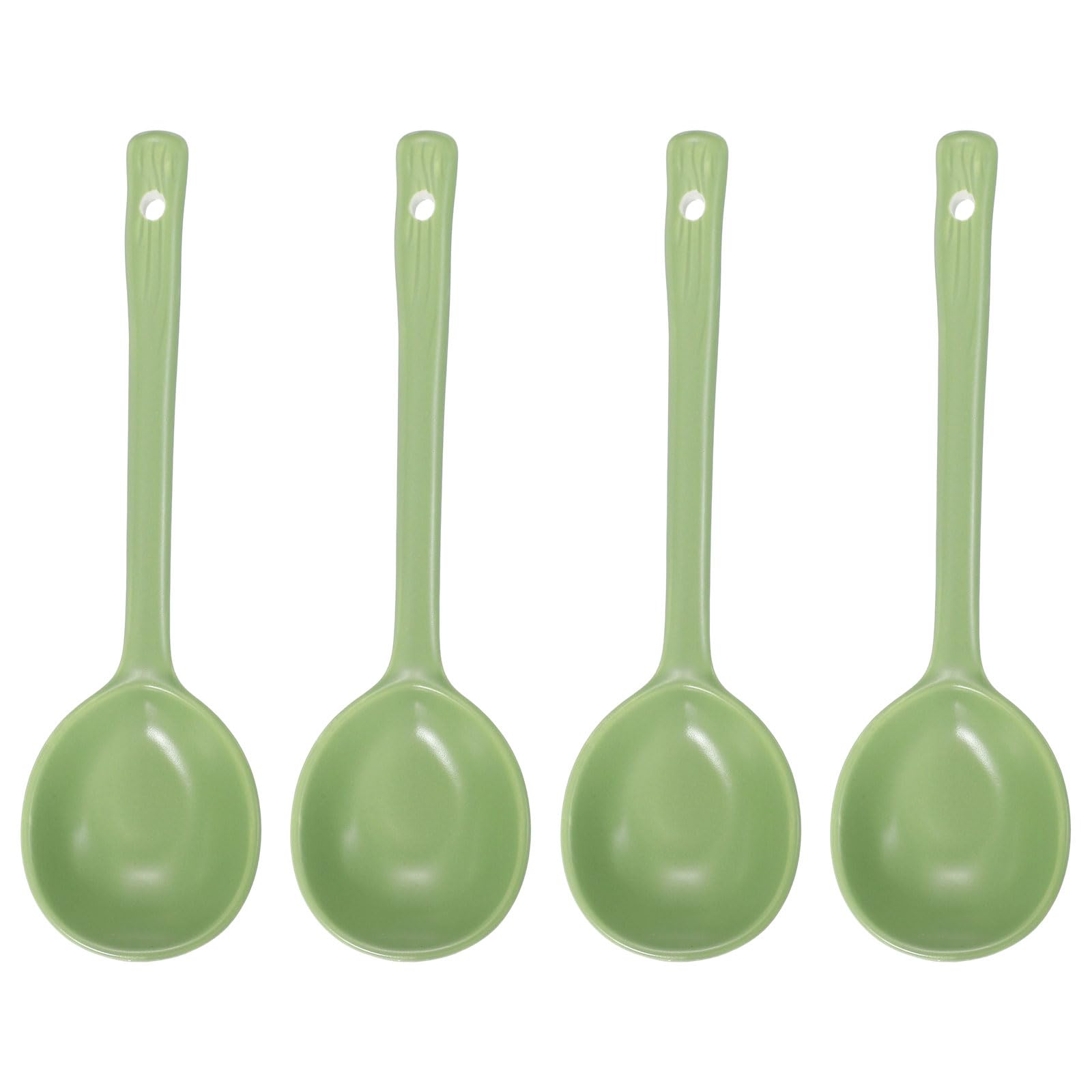 Cuillères à soupe en céramique anti-glisse à long manche vert pour ne plus perdre sa cuillère