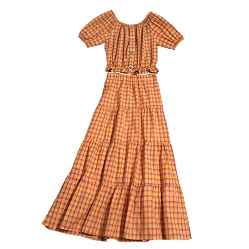 Amropi Girl'S Off Shoulder Crop Tops Long Skirt Plaid Clothes Set Short Sleeve Summer Outfit thumb #1