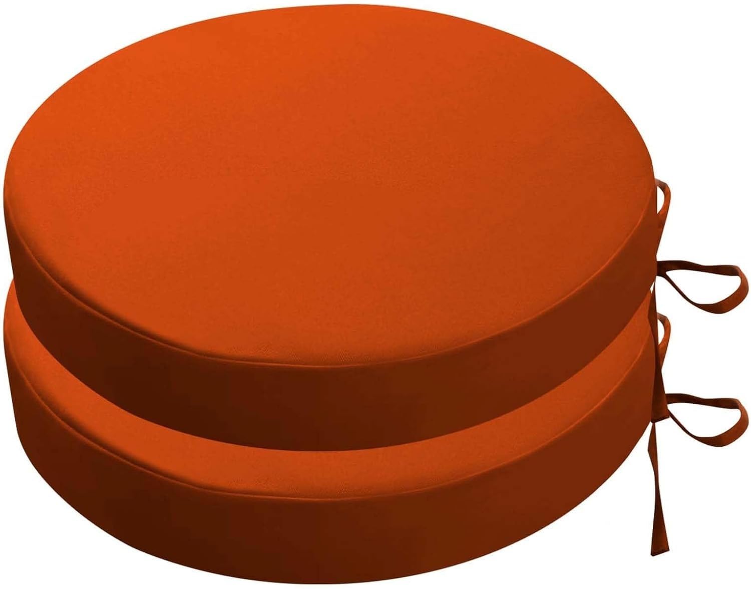 RTSFKFS Round Bistro Chair Cushions Set Of 2, Waterproof Patio Seat Pad With Ties And Removable Covers For Outdoor Furniture(Orange,40x5cm 2pcs)
