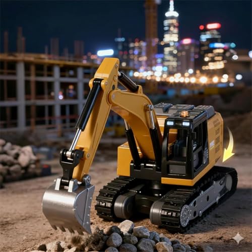 Image of Remote Control Excavator Toy for 6-12 Yr Boys, Best Birthday Gifts for Kids 7 8 9 10 11 Year Old, Rc Construction Toys with Metal Shovel (Mini RC Construction Series)