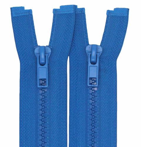 Image of MebuZip 2PCS #5 14 Inch Separating Jacket Zippers Resin Zipper Molded Plastic Zippers Bulk for Sewing Coat Jackets Clothes (Blue)