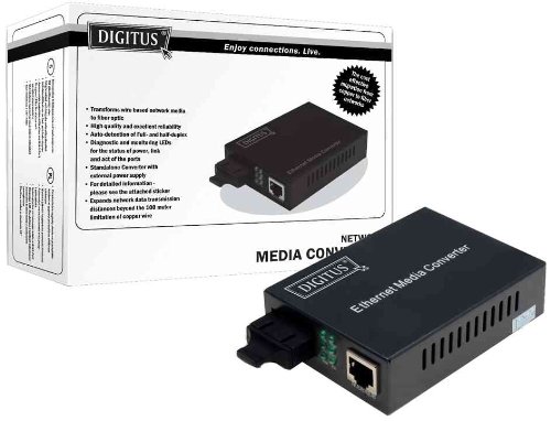 DIGITUS - convertiseur de médias Gigabit Ethernet, Sc/RJ45, Multimode, transforme les signaux réseau basés sur fil en signaux fibres optiques,RJ45 10/100/1000Base