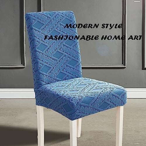 Housse de chaise extensible et lavable en jacquard épais bleu