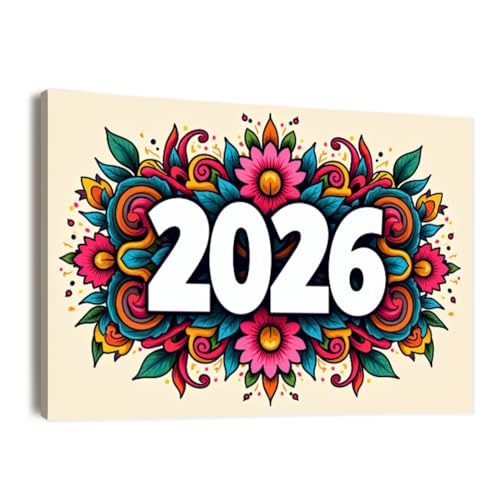 Canvas Wall Art Prints Picture Colorful Floral 2026 Year Design