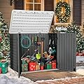 YITAHOME Outdoor Resin Storage Sheds, 39 in Height Lockable Waterproof Horizontal Shed w/o Shelf?Easy to Assemble Shed Storage for Garden Tools, Dark Gray
