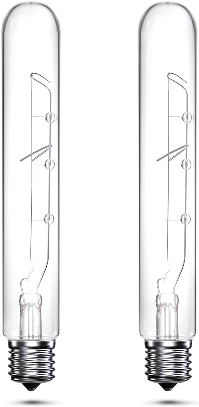 40 Watt T6.5 Refrigerator Light Bulb Dimmable, 120V Intermediate Base E17 Clear Appliance Bulb 5.4In T6.5 Exit Sign Light Bulb, Freezer Light, Warm White 2700K, 2-Pack