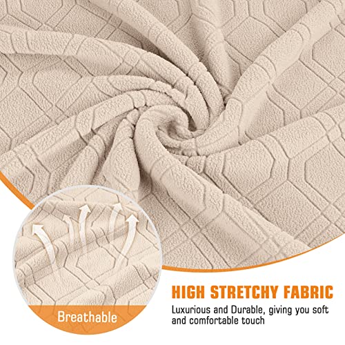Image of VANSOFY Oversized Recliner Chair Cover, 4-Pieces Stretch Recliner Covers for Recliner Chair Soft Reclining Chair Slipcover Jacquard Pattern Furniture Protector for Dogs Cats(Cream)