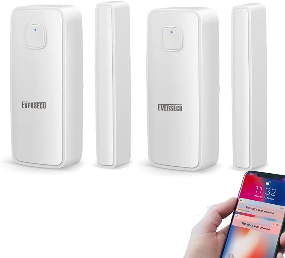 EVERSECU Tuya Smart WiFi Door Sensor Open/Close Detector App Notification Battery Operated, Compatible with Amazon Alexa, Google Assistant, No Need Hub (2pcs) EVERSECU Tuya Smart WiFi Door Sensor Open/Close Detector App Notification Battery Operated, Compatible with Amazon Alexa, Google Assistant, No Need Hub (2pcs)