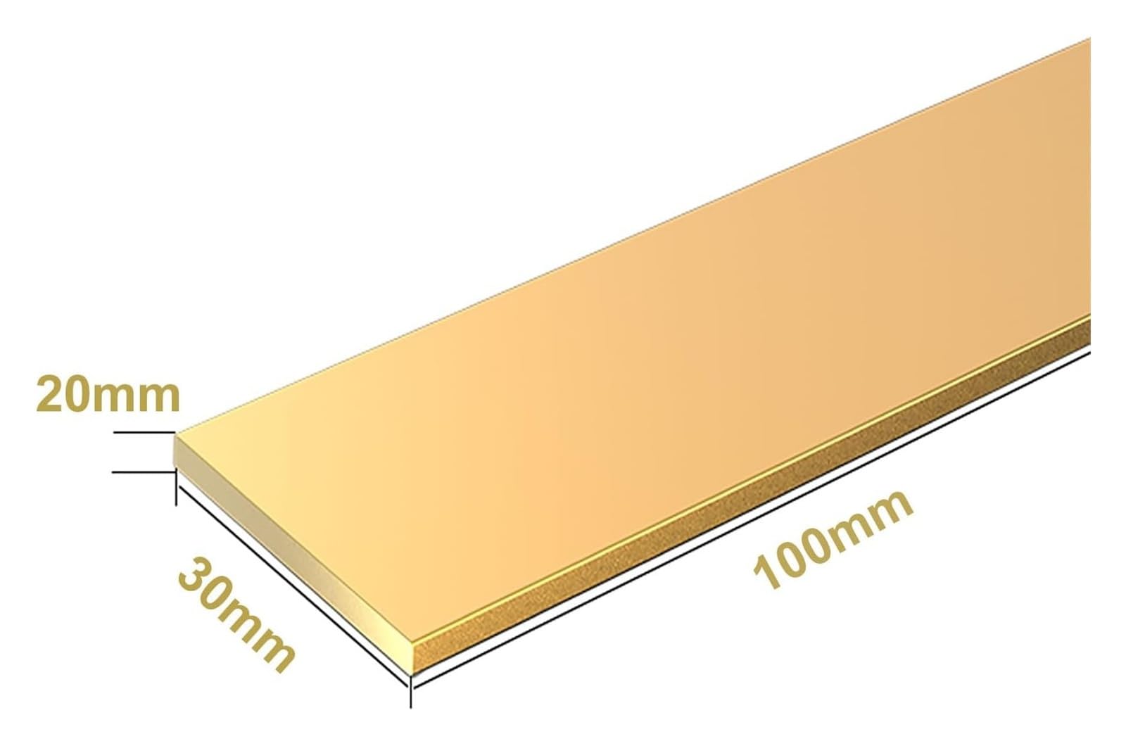 Barre plate en laiton, épaisseur 2-32 mm, largeur 3-100 mm, longueur 100/500 mm, barre plate en laiton, tôle massive, 3 mm x 50 mm x 500 mm(20mm*30mm*100mm)
