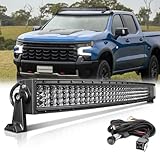 Lumimotor 54' Curved LED Light Bar with Wiring Harness 832W Combo Off Road Driving Lights Quad Row LED Roof Light Kit for UTV SUV Truck Pickup RZR Ram Golf Cart GMC Chevy Boat