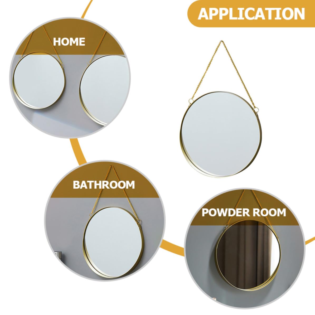 Round Wall Hanging Makeup Mirror Decorative Bathroom Vanity Mirror for Home Decor