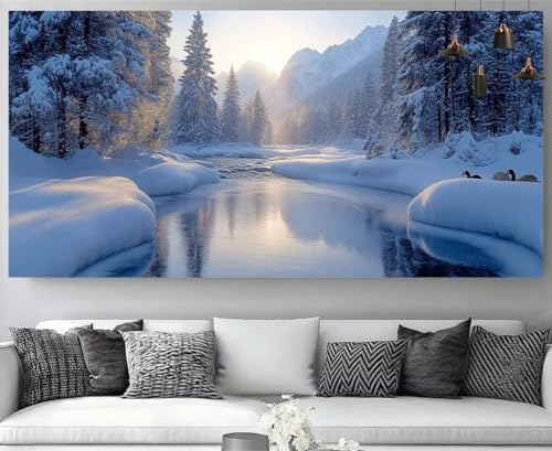 Forêt diamond painting hiver enfant et adulte avec mosaïque strass 5D 100x300cm